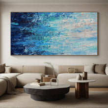 Load image into Gallery viewer, Hand - painted Oversized Layered Blue Abstract Depths Acrylic Art for Serene Bedrooms LargeART0045
