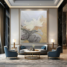 Load image into Gallery viewer, Black, White &amp; Gold Line - Drawn Flower Art, Suited for Elegant Dining Room &amp; Minimalist Bedroom LargeART1958
