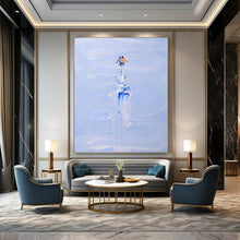 Load image into Gallery viewer, “Figure on Blue Impasto Path” – Small figure on a textured, blue and white impasto “path”. DTP327
