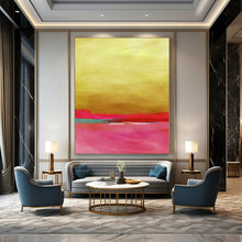 Load image into Gallery viewer, Gold - Pink Color - Block Abstract Painting, Ideal for Modern Living Room &amp; Chic Dining Area LargeART2023
