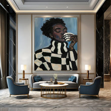 Load image into Gallery viewer, Blue - Black - White Abstract Portrait, Ideal for Stylish Home Office &amp; Modern Living Room LargeART2045
