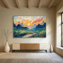 Load image into Gallery viewer, Mountain Sunset “Textured Valley” Painting on Canvas, Impasto Landscape Art DKH856
