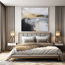 Load image into Gallery viewer, Gray - Gold Drip Abstract Painting, Ideal for Industrial - Chic Loft &amp; Modern Art Studio LargeART1399
