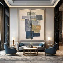 Load image into Gallery viewer, “Neutral Geometry: Modern Abstract” Abstract Painting on Canvas, Minimalist Office Decor DKH1041
