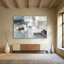 Load image into Gallery viewer, Blue - Gray Abstract Painting On Canvas with Subtle Reds DKH352
