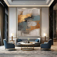 Load image into Gallery viewer, “Gold and Cool Tones Abstract” – Balanced Abstract with Warm and Cool Contrasts DTP136
