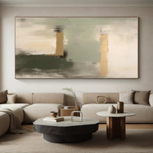 Load image into Gallery viewer, Large - Scale Green - Gold - Gray Tonal Abstract Art for Elegant Office &amp; Chic Living Room LargeART0532
