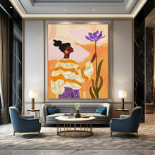 Load image into Gallery viewer, Colorful Abstract Figure &amp; Flower Art, Ideal for Bohemian Living Room &amp; Vibrant Sunroom LargeART2039
