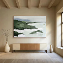Load image into Gallery viewer, Green Coastal Landscape Abstract Painting on Canvas - “Seaside Calm” DKH603
