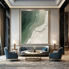 Load image into Gallery viewer, Textured Green &amp; White Abstract Painting - Ideal for Home Office &amp; Meditation Room LargeART2353
