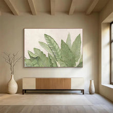 Load image into Gallery viewer, Hand - painted Green Leaf Relief Acrylic Art for Nature - Inspired Bathroom Decor LargeART1652
