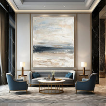 Load image into Gallery viewer, “Soft Horizon” Soft beige, gray, and blue, textured layers. DTP298
