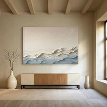 Load image into Gallery viewer, “Beige and Blue Textured Waves” - 3D - Effect Abstract Acrylic, Ideal for Minimalist Living Room and Spa DLZ251
