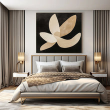 Load image into Gallery viewer, Large - Sized Hand - painted Gold &amp; Cream Floral Silhouette Acrylic Art for Elegant Bedrooms LargeART0138
