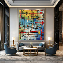Load image into Gallery viewer, “Colorful Grid - Like Abstract” - Modern Geometric Art on Canvas DKH1582
