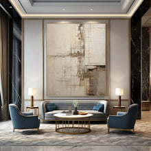 Load image into Gallery viewer, “Industrial - Inspired Abstract” - Beige, Grey, Brown Abstract Art on Canvas DKH1319
