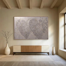 Load image into Gallery viewer, Hand - painted Textured Silver Floral Dots Acrylic Art for Elegant Dining Room Accents LargeART1687
