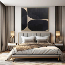Load image into Gallery viewer, Black &amp; Beige Circular Abstract Painting, Ideal for Modern Office &amp; Minimalist Living Room LargeART1474

