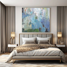 Load image into Gallery viewer, Large - Format Hand - painted Blue - Toned Abstract Mosaic Acrylic Art for Coastal - Inspired Studies LargeART0176

