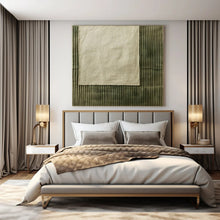 Load image into Gallery viewer, Large - Scale Hand - painted Linen and Ribbed Green Acrylic Art for Bohemian - Style Studies LargeART0219
