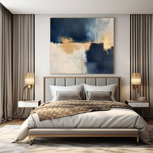 Load image into Gallery viewer, Navy &amp; Gold Abstract Canvas Painting, Perfect for Luxury Penthouse Dining Room &amp; Sophisticated Library LargeART1309

