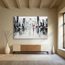 Load image into Gallery viewer, City Rain “Romantic Urban” Painting on Canvas, Impasto Cityscape Art DKH895
