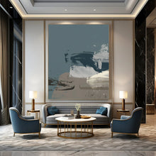 Load image into Gallery viewer, Muted Shapes in Blue &amp; Gray – Abstract Mixed - Media with Subtle Marks DTP242
