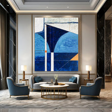 Load image into Gallery viewer, Blue - Toned Geometric Abstract - Perfect for Coastal Home Office &amp; Modern Lounge LargeART2372
