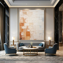 Load image into Gallery viewer, “Soft Color Block Textured Abstract” - Beige, Brown, White Abstract Art on Canvas DKH1331
