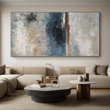 Load image into Gallery viewer, Oversized Gray - Blue Seaside Abstract Art for Beach House &amp; Nautical Café LargeART0471
