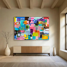 Load image into Gallery viewer, Hand - painted Generous - sized Vibrant Mixed - Shape Abstract Acrylic Art for Lively Home Offices LargeART1811
