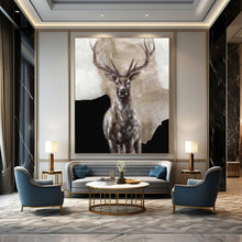Load image into Gallery viewer, “Textured Stag Portrait” - Impasto Animal Art on Canvas DKH1462
