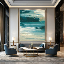 Load image into Gallery viewer, “Ocean Ripple” - Blues, whites, soft brushstrokes, calm sea DTP177
