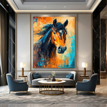Load image into Gallery viewer, Expressive Abstract Horse Art, Bold Color - Contrasted Painting for Equestrian Lounge &amp; Energetic Home Gym LargeART2210
