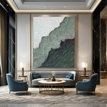Load image into Gallery viewer, “Textured Mountain Layers” - Green, Grey, Black Abstract Art on Canvas DKH1212
