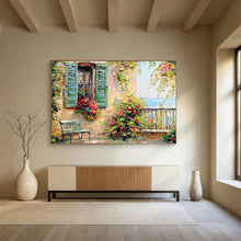Load image into Gallery viewer, Mediterranean Balcony Abstract Painting on Canvas - “Coastal Retreat” DKH692
