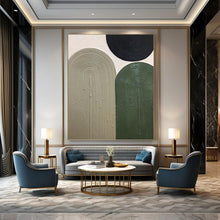 Load image into Gallery viewer, “Textured Arches in Neutral Tones” - Beige, Green, Black Abstract Art on Canvas DKH1166
