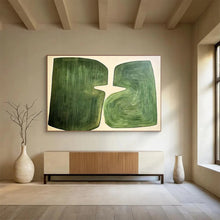 Load image into Gallery viewer, Green - Shaped Abstract Painting on Canvas - “Organic Harmony” DKH620

