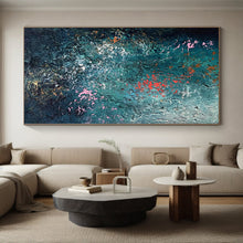 Load image into Gallery viewer, Hand - painted Oversized Teal - Toned Textured Abstract Acrylic Art for Calm Bedrooms LargeART0002
