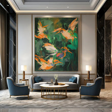 Load image into Gallery viewer, Colorful Hummingbird Swarm Abstract Art, Ideal for Bohemian Bedroom &amp; Lively Sunroom LargeART2026
