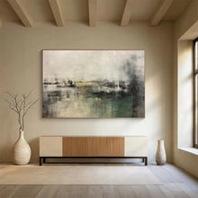 Load image into Gallery viewer, Hand - painted Gray and Green Abstract Landscape Acrylic Art for Calming Library Reading Nooks LargeART1722
