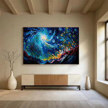 Load image into Gallery viewer, Starry Night “Swirling Cosmos” Painting on Canvas, Ethereal Celestial Art DKH885

