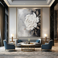 Load image into Gallery viewer, Gray &amp; White Floral Abstract Art, Perfect for Romantic Bedroom &amp; Sophisticated Dining Room LargeART2104
