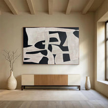 Load image into Gallery viewer, Black - and - White Geometric Abstract Painting for Modern Office &amp; Minimalist Living Room DKH091
