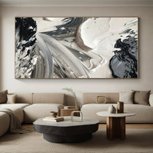 Load image into Gallery viewer, Black - White Swirled Textures Art – Ideal for Dramatic Dining Room &amp; Avant - Garde Fashion Boutique LargeART0713
