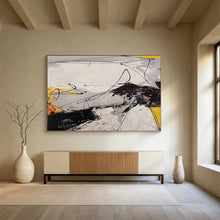Load image into Gallery viewer, Expressive Black and White with Yellow Accents Abstract acrylic painting DLZ030
