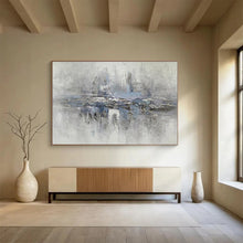 Load image into Gallery viewer, Gray - Blue Abstract Lake Painting On Canvas DKH349

