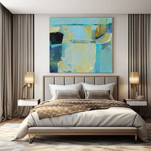 Load image into Gallery viewer, Blue &amp; Yellow Abstract Canvas Painting, Ideal for Coastal Home Office &amp; Bright Modern Kitchen LargeART1308

