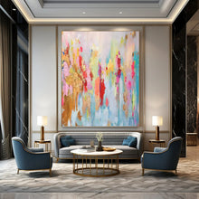 Load image into Gallery viewer, “Colorful Dreamscape Abstract” - Pink, Blue, Gold Abstract Art on Canvas DKH1340
