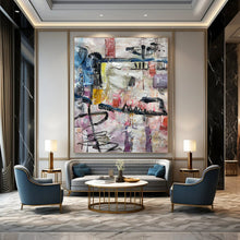 Load image into Gallery viewer, “Colorful Urban Abstract Collage” - Multicolor Abstract Art on Canvas DKH1294
